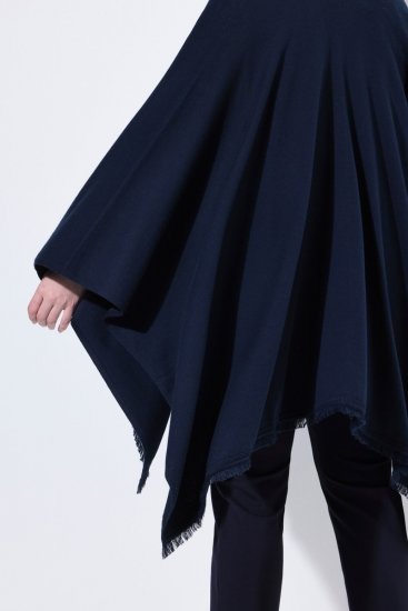Ulla Popken 841117 Pleten oversize pončo s kristalčki Temno modra - Ponči in pelerine - 