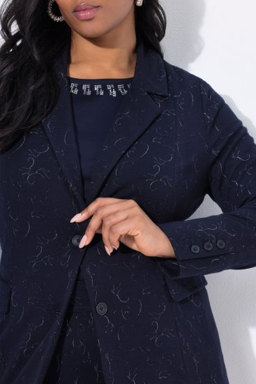 Ulla Popken 841163 Suknjič iz žakardnega jerseyja Temno modra - Blazer - Blazerji v velikih velikostih za ženske