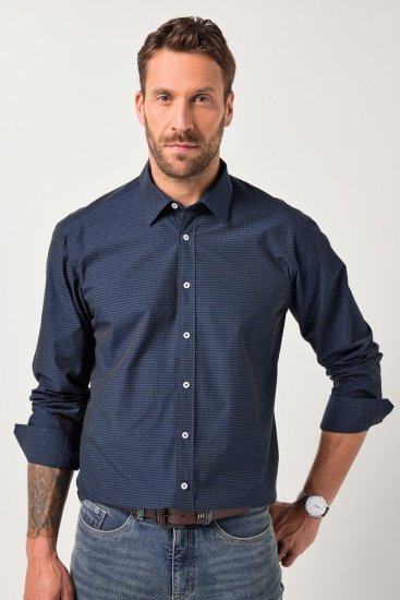 JP1880 Shirt Long Sleeve Kent Collar Navy - Srajce - Moške srajce za Močnejše Postave