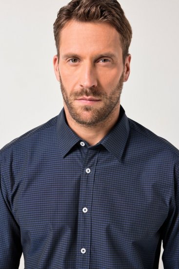 JP1880 Shirt Long Sleeve Kent Collar Navy - Srajce - Moške srajce za Močnejše Postave