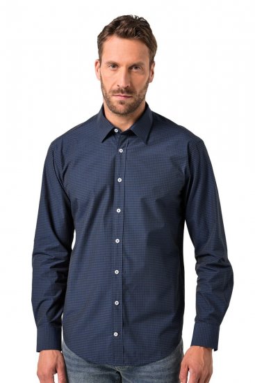JP1880 Shirt Long Sleeve Kent Collar Navy - Srajce - Moške srajce za Močnejše Postave
