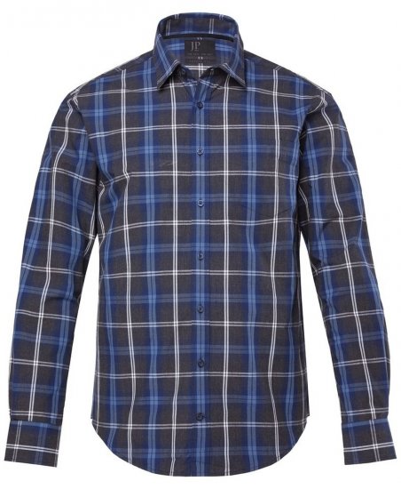 JP1880 Checked Shirt Long Sleeve Kent Collar Anthracite - Srajce - Moške srajce za Močnejše Postave