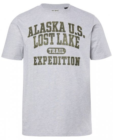 JP1880 T-shirt Short Sleeve Chest Print Grey Melange - Kratke Majice - Moške kratke majice za močnejše postave