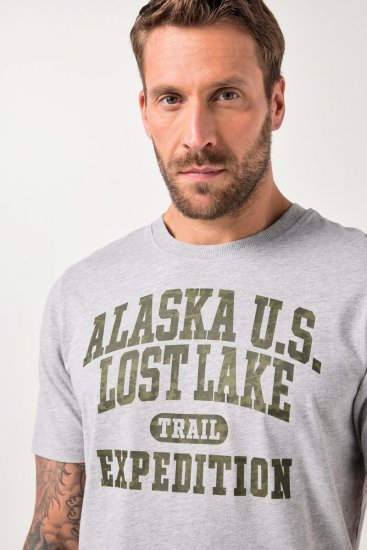 JP1880 T-shirt Short Sleeve Chest Print Grey Melange - Kratke Majice - Moške kratke majice za močnejše postave