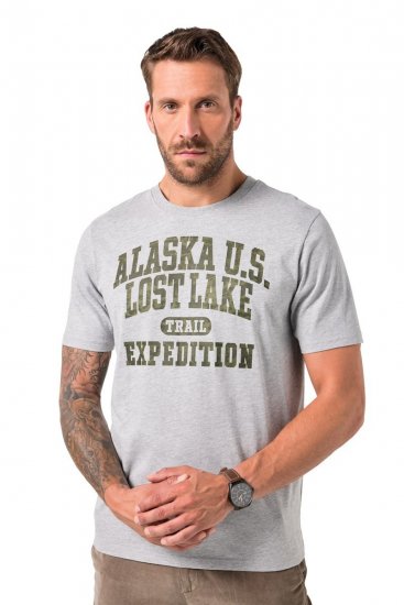 JP1880 T-shirt Short Sleeve Chest Print Grey Melange - Kratke Majice - Moške kratke majice za močnejše postave