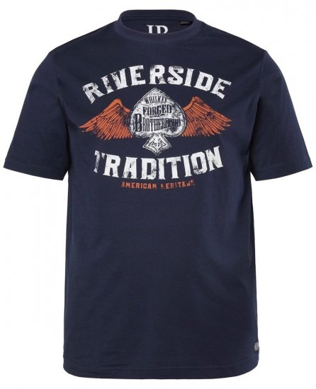 JP1880 T-Shirt Short Sleeve Chest Print Navy - Kratke Majice - Moške kratke majice za močnejše postave
