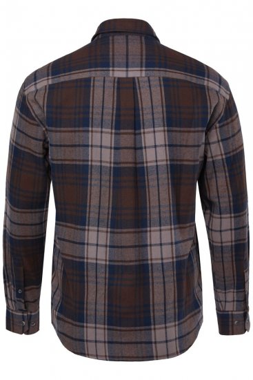 JP1880 Shirt Flannel Long Sleeve Dark Brown - Srajce - Moške srajce za Močnejše Postave