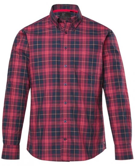 JP1880 Checked Shirt Long Sleeve Red - Srajce - Moške srajce za Močnejše Postave