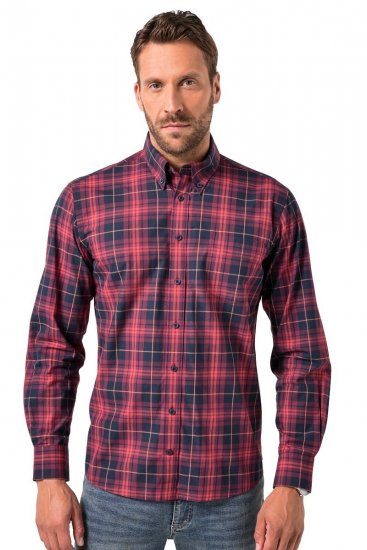 JP1880 Checked Shirt Long Sleeve Red - Srajce - Moške srajce za Močnejše Postave