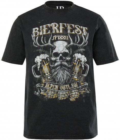 JP1880 Beer Festival Design Vintage Looking T-Shirt Black - Kratke Majice - Moške kratke majice za močnejše postave