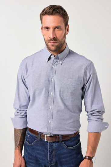 JP1880 Oxford Shirt Long Sleeve Denim Blue - Srajce - Moške srajce za Močnejše Postave