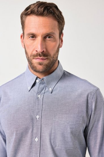 JP1880 Oxford Shirt Long Sleeve Denim Blue - Srajce - Moške srajce za Močnejše Postave