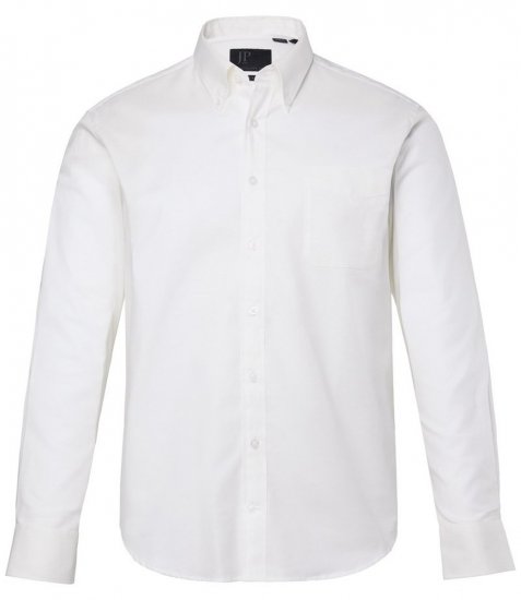 JP1880 Oxford Shirt Flexnamic Long Sleeve Snow White - Srajce - Moške srajce za Močnejše Postave