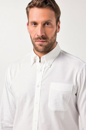 JP1880 Oxford Shirt Flexnamic Long Sleeve Snow White - Srajce - Moške srajce za Močnejše Postave