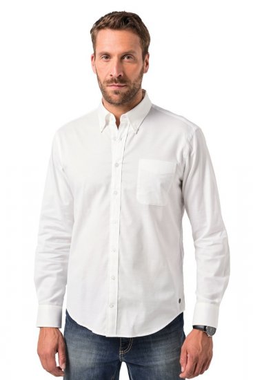 JP1880 Oxford Shirt Flexnamic Long Sleeve Snow White - Srajce - Moške srajce za Močnejše Postave