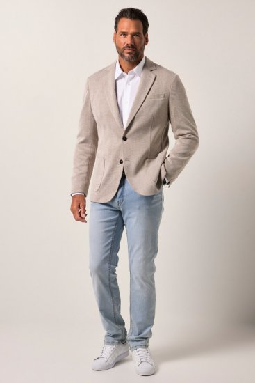JP1880 Jacket Business Checked Beige - Obleke - Velike številke oblek za moške