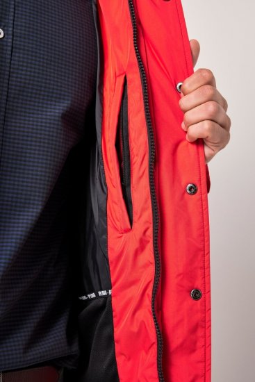 JP1880 Parka Quilted Faux Fur Hood Red - Jakne - Moške bunde za Močnejše Postave