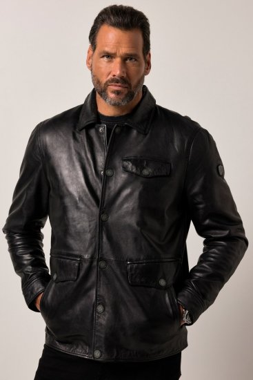 JP1880 Leather Jacket Finest Lamb Nappa Black - Jakne - Moške bunde za Močnejše Postave