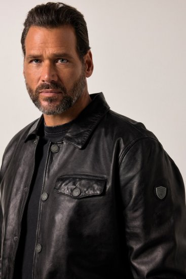 JP1880 Leather Jacket Finest Lamb Nappa Black - Jakne - Moške bunde za Močnejše Postave