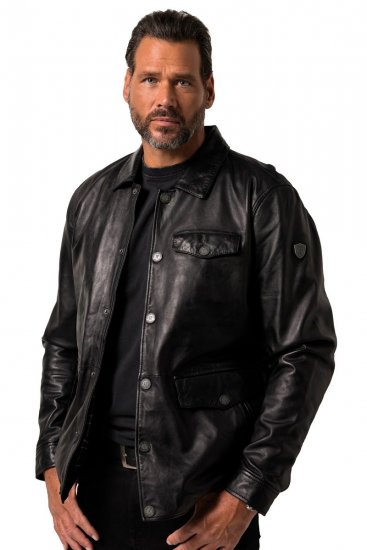 JP1880 Leather Jacket Finest Lamb Nappa Black - Jakne - Moške bunde za Močnejše Postave