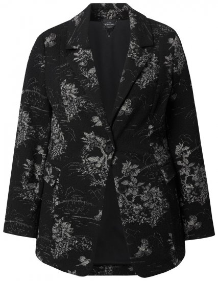 Ulla Popken 841901 Vzorčast suknjič Črna - Blazer - Blazerji v velikih velikostih za ženske