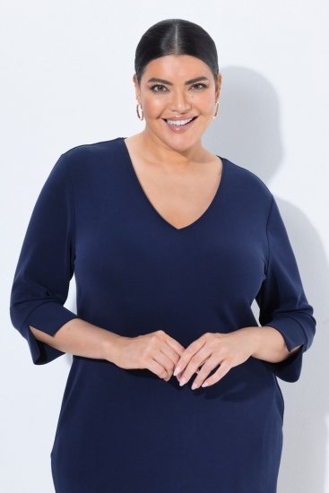 Ulla Popken 841952 Športna obleka z V-izrezom Temno modra - Obleke - Obleke za vse velikosti
