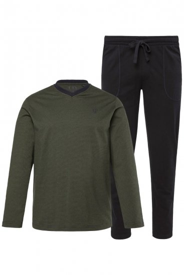 JP1880 Pyjamas Two-piece Striped Dark Green - Spodnje perilo & kopalne hlače - Moško Spodnje Perilo za močnejše postave