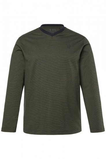 JP1880 Pyjamas Two-piece Striped Dark Green - Spodnje perilo & kopalne hlače - Moško Spodnje Perilo za močnejše postave