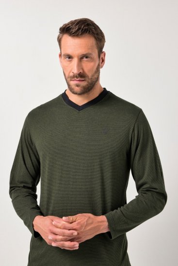 JP1880 Pyjamas Two-piece Striped Dark Green - Spodnje perilo & kopalne hlače - Moško Spodnje Perilo za močnejše postave