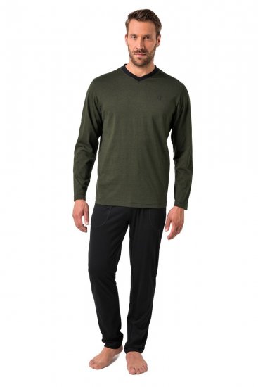 JP1880 Pyjamas Two-piece Striped Dark Green - Spodnje perilo & kopalne hlače - Moško Spodnje Perilo za močnejše postave