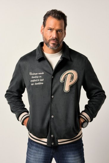 JP1880 Blouson Velour with Chest Embroidery Dark Green - Jakne - Moške bunde za Močnejše Postave