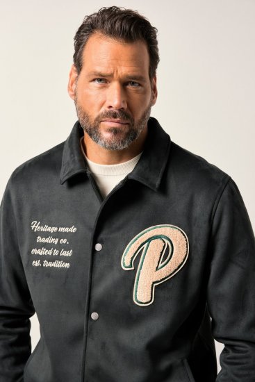 JP1880 Blouson Velour with Chest Embroidery Dark Green - Jakne - Moške bunde za Močnejše Postave