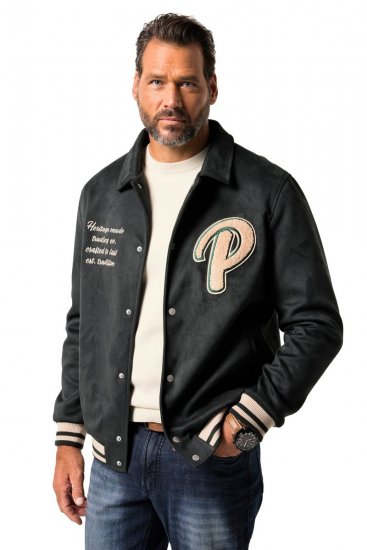 JP1880 Blouson Velour with Chest Embroidery Dark Green - Jakne - Moške bunde za Močnejše Postave