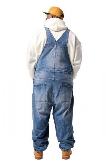 JP1880 842648 Jeans hlače z naramnicami ohlapnega kroja Denim modra - Kavbojke & hlače - Moške Kavbojke in Hlače za Močnejše Postave