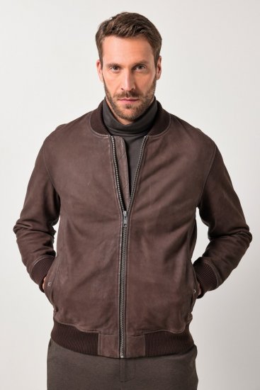 JP1880 Jacket Buffed Nubuck Lamb Leather Brown - Jakne - Moške bunde za Močnejše Postave