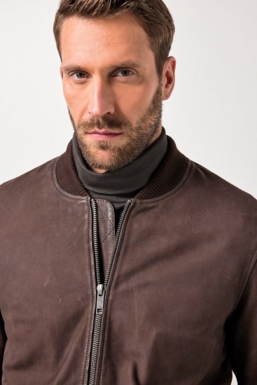 JP1880 Jacket Buffed Nubuck Lamb Leather Brown - Jakne - Moške bunde za Močnejše Postave
