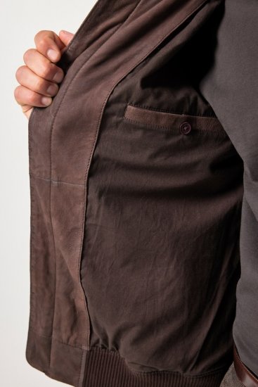 JP1880 Jacket Buffed Nubuck Lamb Leather Brown - Jakne - Moške bunde za Močnejše Postave