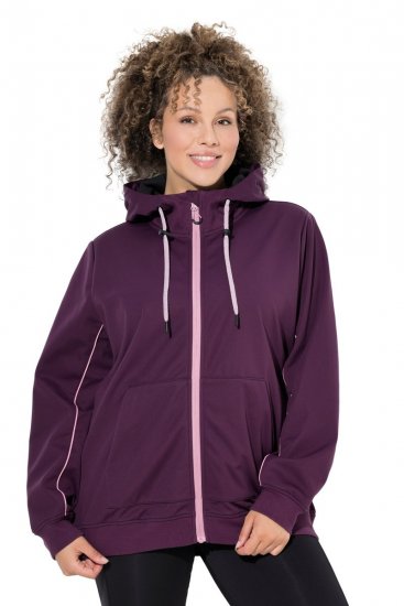 Ulla Popken 843186 Vodoodbojna softshell jakna z odsevniki Vinsko rdeča - Jakne - Jakne za ženske v velikih številkah