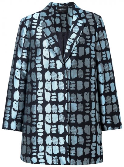Ulla Popken 843937 Vzorčast strukturiran suknjič Temno modra - Blazer - Blazerji v velikih velikostih za ženske