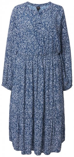 Ulla Popken 844594 Cvetlična midi obleka Temno modra - Midi obleke - Ženske midi obleke večjih velikosti