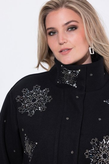 Ulla Popken 844839 Kratka jakna z vezenimi snežinkami Temno modra - Jakne - Jakne za ženske v velikih številkah
