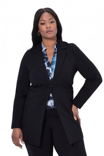 Ulla Popken 844842 Suknjič iz jerseyja Črna - Blazer - Blazerji v velikih velikostih za ženske