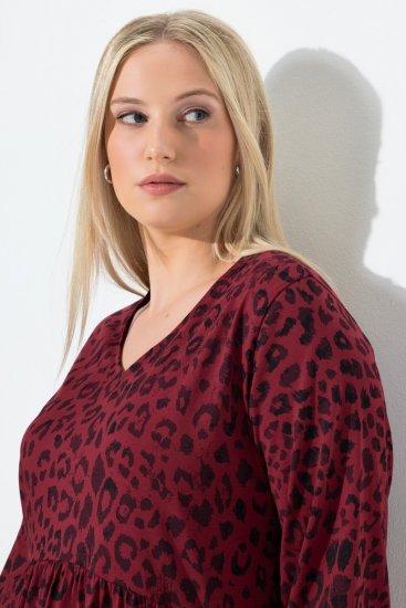 Ulla Popken 844945 Obleka iz jerseyja A-kroja z V-izrezom Slivova - Obleke iz jerseyja - 