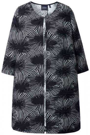 Ulla Popken 844981 Strukturiran suknjič z okroglim izrezom Črna - Blazer - Blazerji v velikih velikostih za ženske
