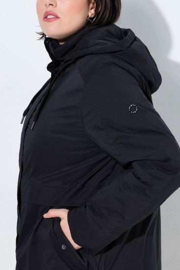 Ulla Popken 845111 Parka Črna - Plašči - Plašči za ženske večjih velikosti
