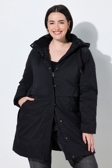 Ulla Popken 845111 Parka Črna - Plašči - Plašči za ženske večjih velikosti