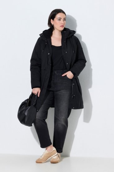 Ulla Popken 845111 Parka Črna - Plašči - Plašči za ženske večjih velikosti
