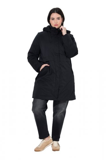 Ulla Popken 845111 Parka Črna - Plašči - Plašči za ženske večjih velikosti
