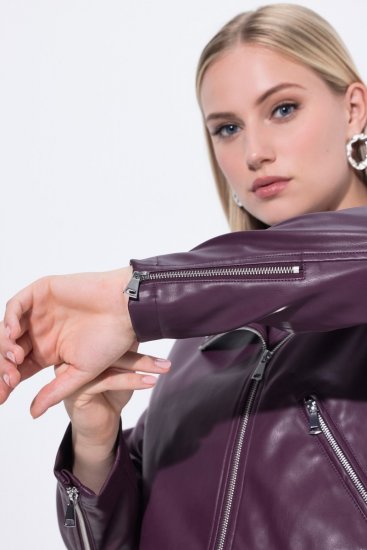 Ulla Popken 845121 Motoristična jakna iz umetnega usnja Slivova - Jakne - Jakne za ženske v velikih številkah