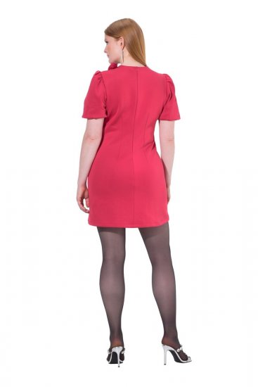 Ulla Popken 845148 Cvetlična oprijeta obleka Magenta - Obleke - Obleke za vse velikosti